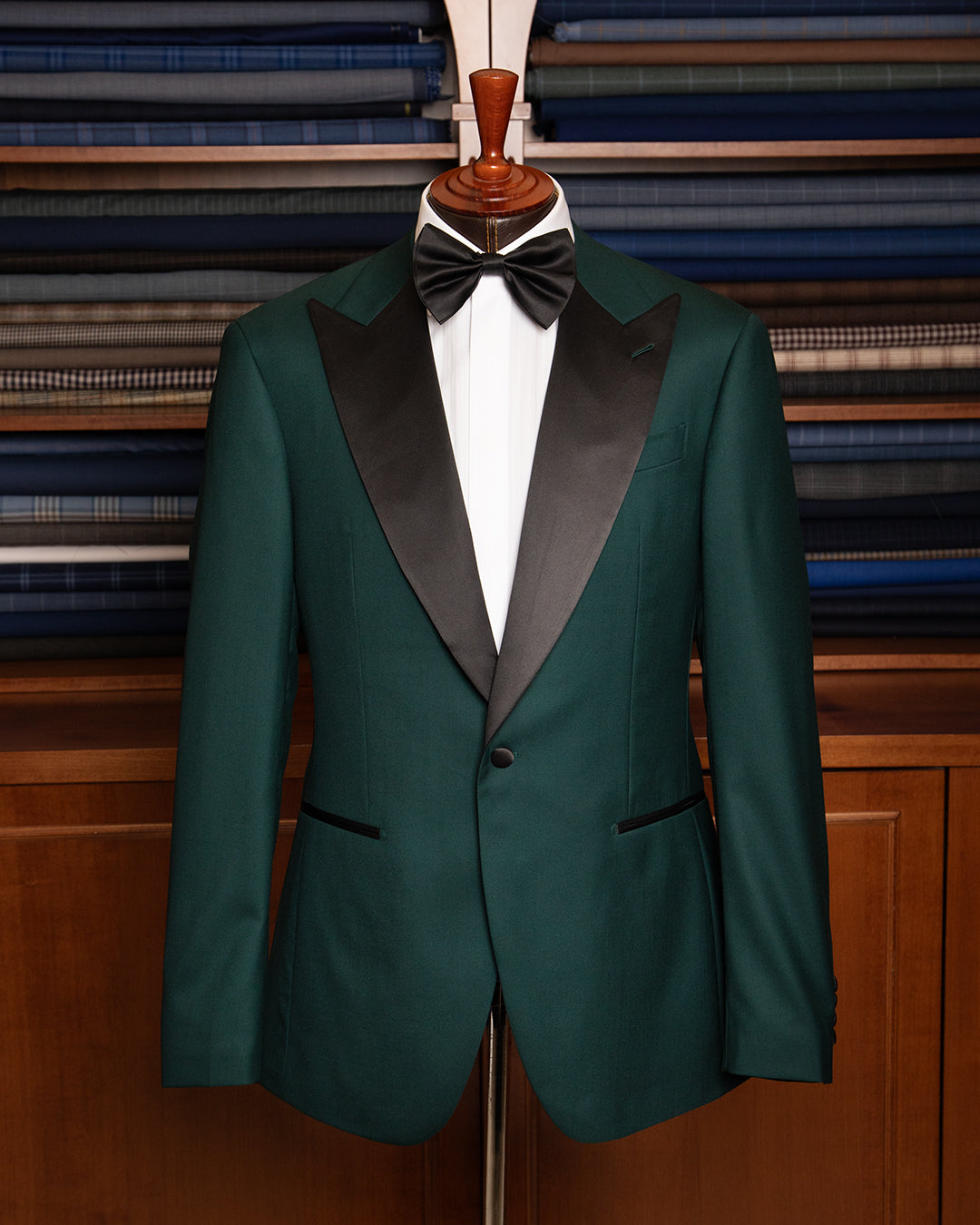 Smoking Michelangelo Verde Scuro con Gilet Nero