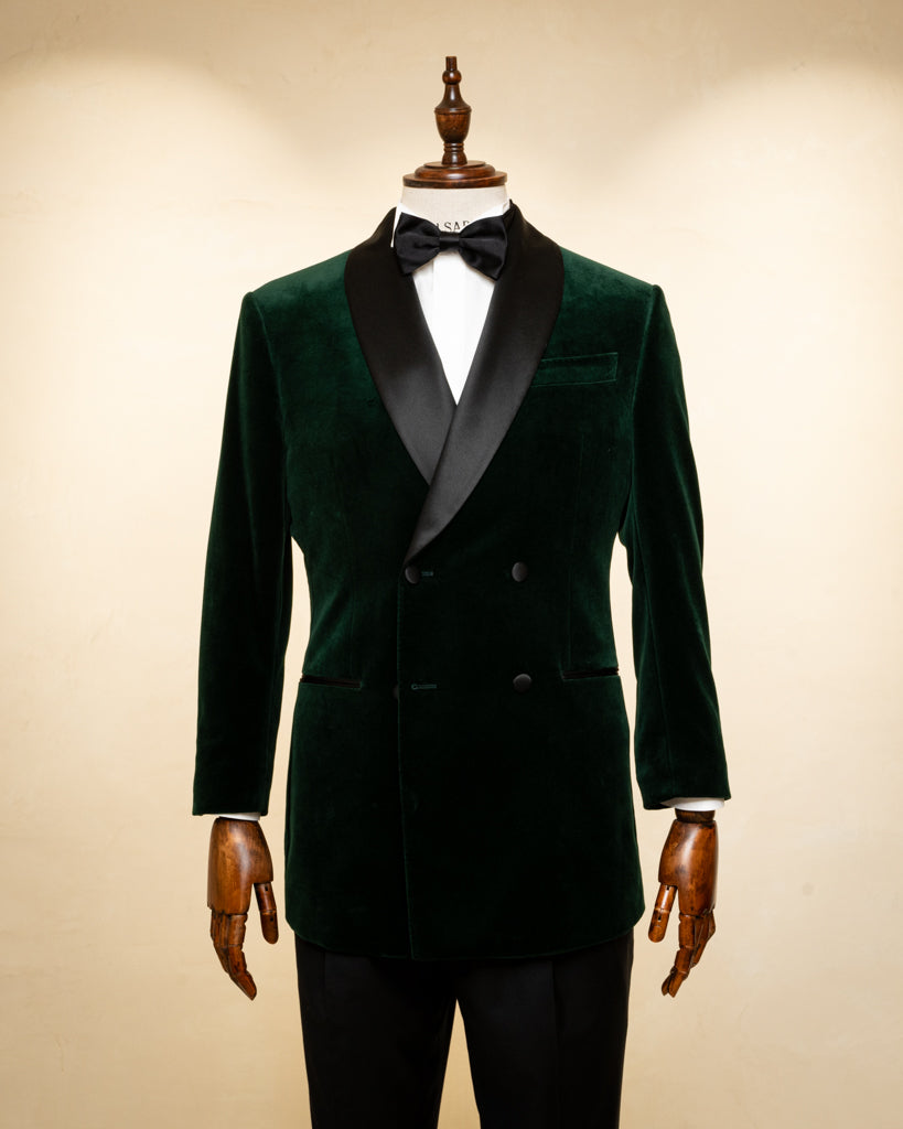 Smoking Velluto Verde con Pantalone Nero