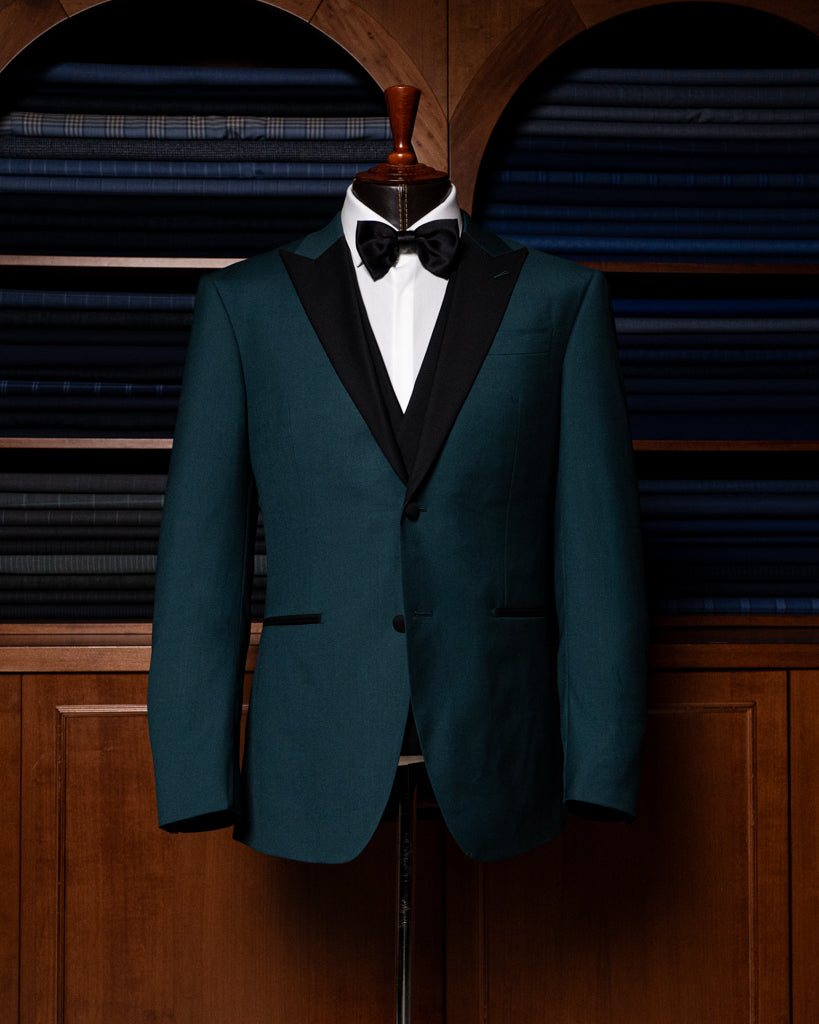 Smoking Verde Petrolio con Gilet Nero