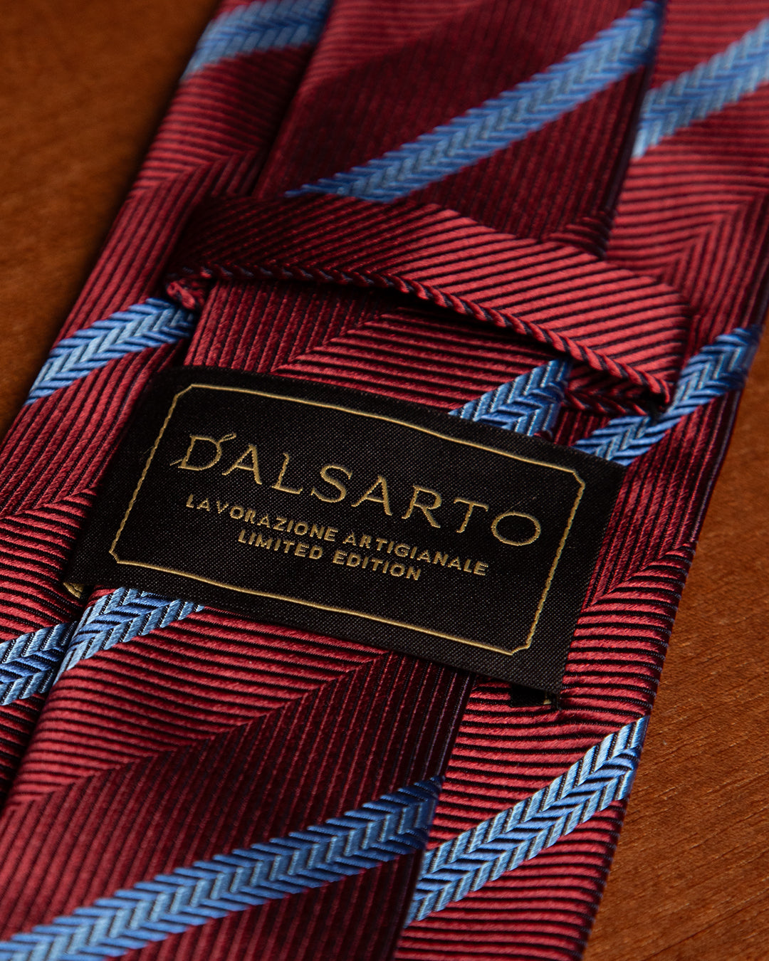 Red and Blue Regimental Tie with Herringbone Pattern