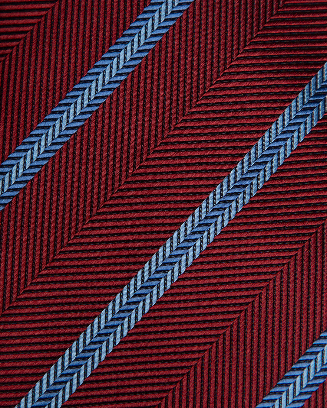 Red and Blue Regimental Tie with Herringbone Pattern