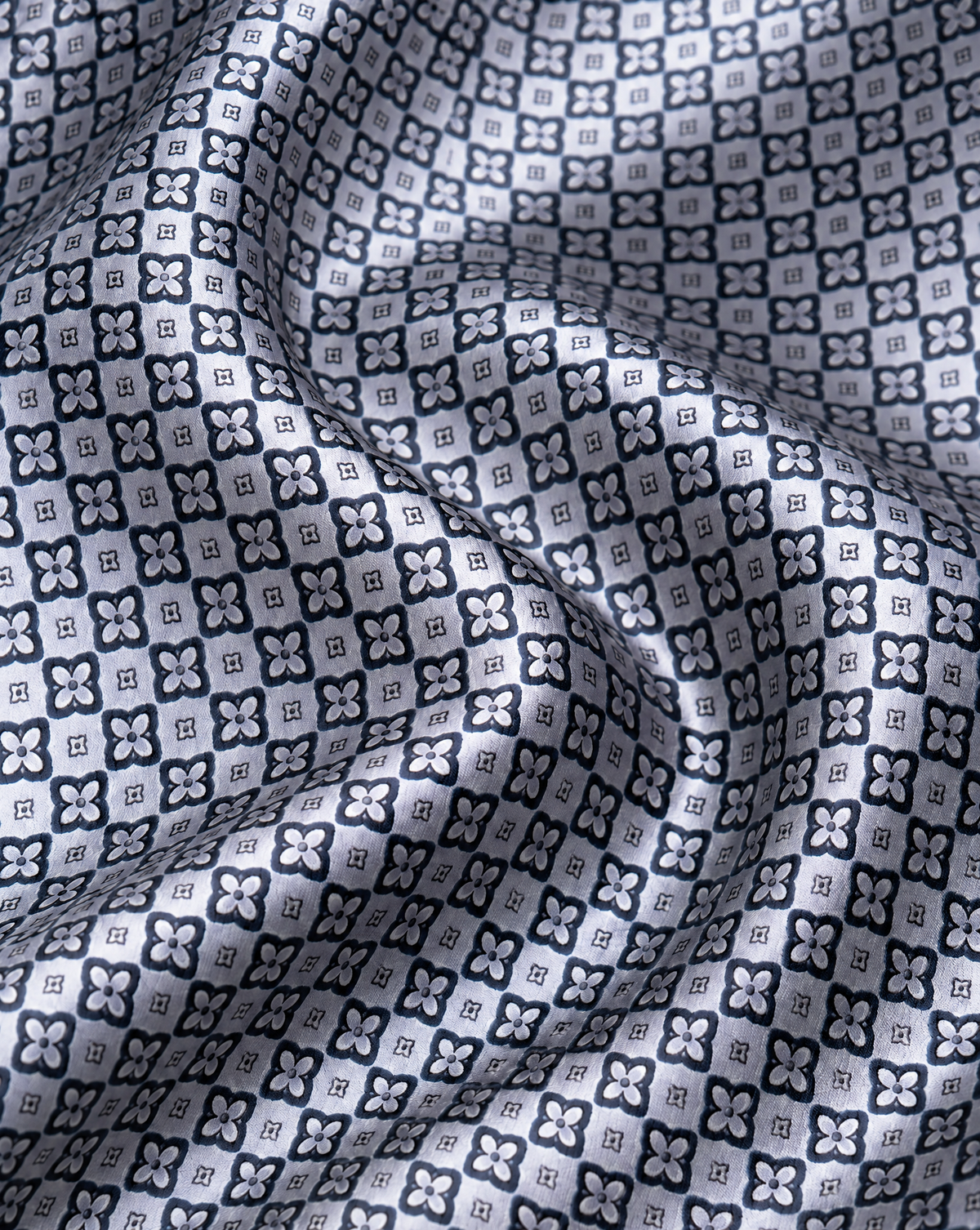 Pearl Gray Tie with Micro Floral Geometric Pattern