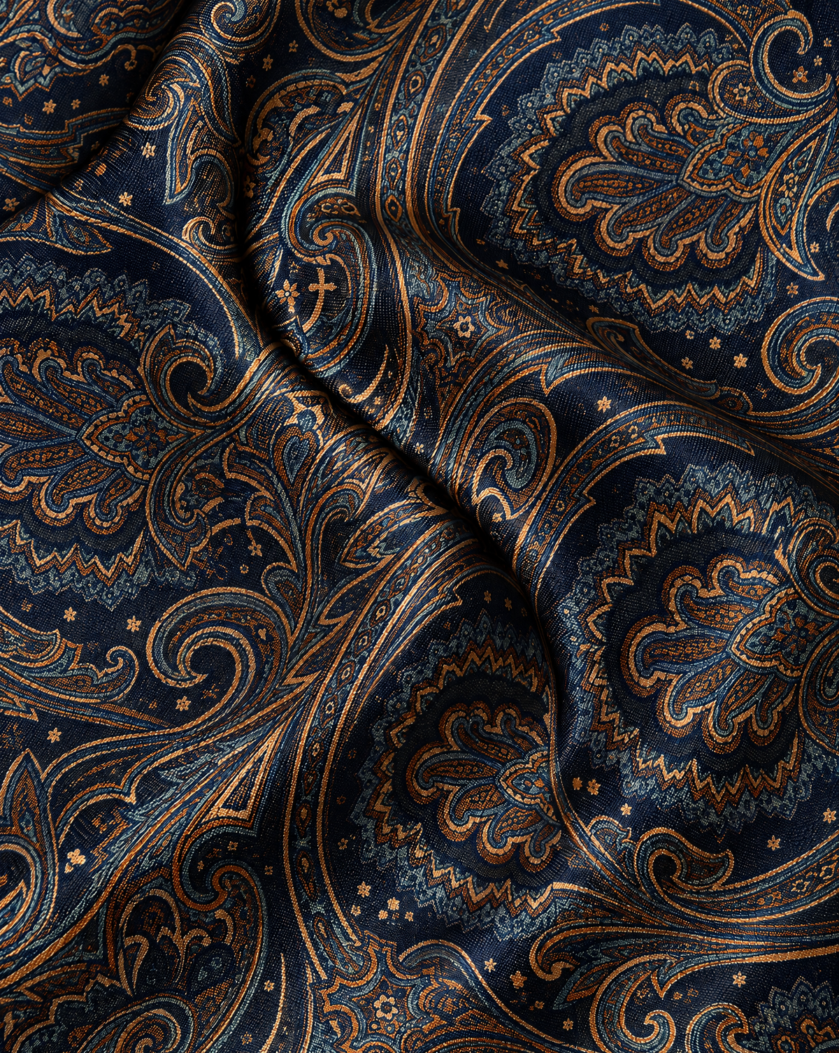 Cravatta Paisley Imperial Blu e Bronzo Dorato