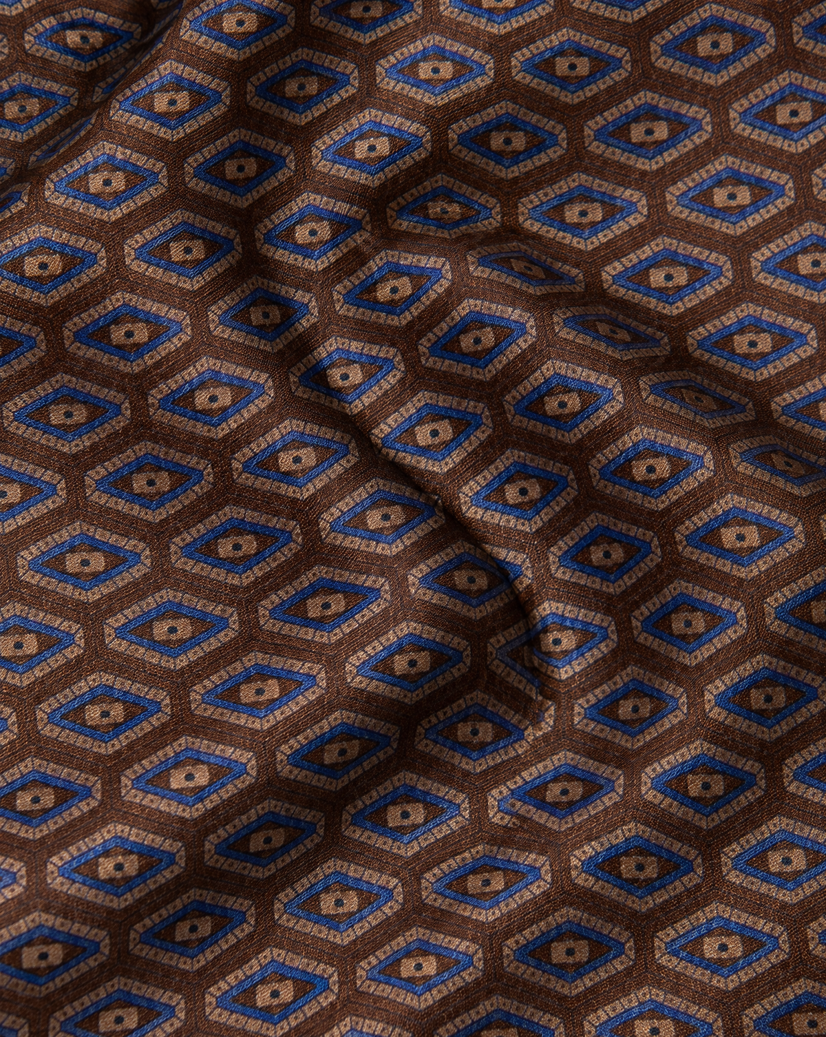 Brown Tie with Dark Blue Diamonds